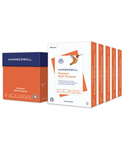 Hammermill Premium Multipurpose Print Paper, 97 Bright, 24 lb Bond Weight, 8.5 x 11, White, 500 Sheets/Ream, 5 Reams/Carton (105810)