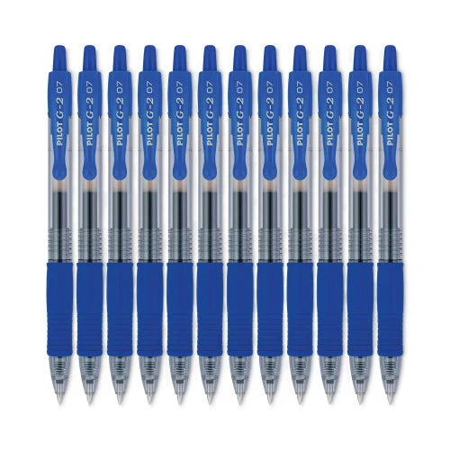 Pilot G2 Premium Gel Pen, Retractable, Fine 0.7 mm, Blue Ink, Smoke/Blue Barrel, 12/Pack (31021) - Grazingbelles
