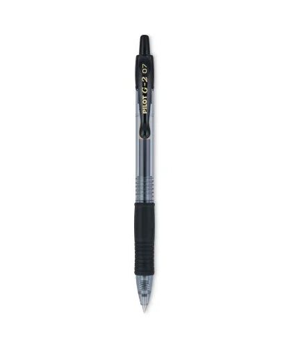 Pilot G2 Premium Gel Pen, Retractable, Fine 0.7 mm, Black Ink, Smoke/Black Barrel, Dozen (31020) - Grazingbelles
