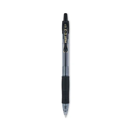 Pilot G2 Premium Gel Pen, Retractable, Fine 0.7 mm, Black Ink, Smoke/Black Barrel, Dozen (31020) - Grazingbelles