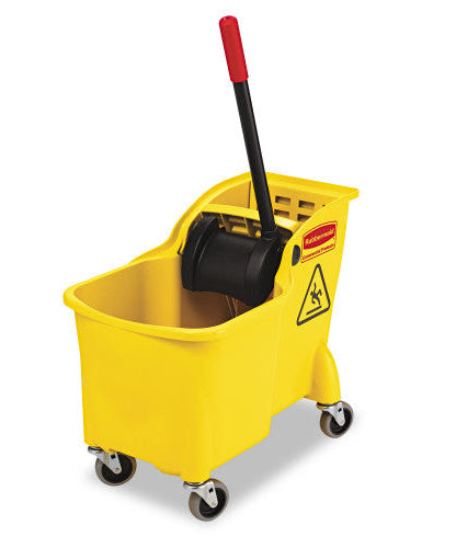Rubbermaid Commercial Tandem 31-Quart Bucket/Wringer Combo, Reverse, Yellow (738000YEL) - Grazingbelles