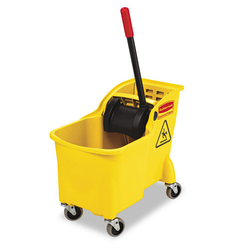 Rubbermaid Commercial Tandem 31-Quart Bucket/Wringer Combo, Reverse, Yellow (738000YEL) - Grazingbelles