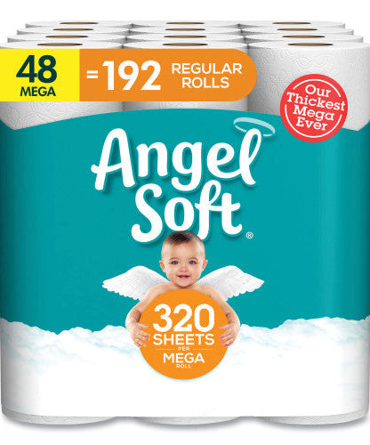 Angel Soft Mega Toilet Paper, 2-Ply, 320 Sheets, 48 Rolls (7940350) - Grazingbelles
