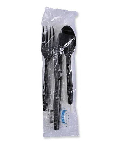 Boardwalk® Six-Piece Cutlery Kit Cdmt/Fk/Kf/Npkn/Tsp, 250 Packs (BWKFKTNSMWPSBLA)