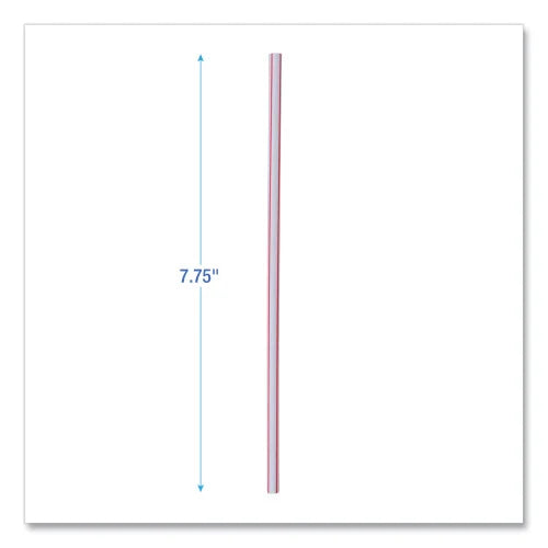 Boardwalk Wrapped Jumbo Straws, 7.75", Plastic, White/Red Stripe, 400/Pack, 25 Packs/Carton (BWKJSTW775S24) - Grazingbelles