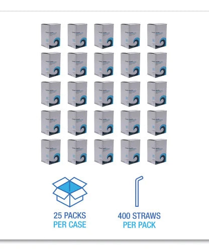 Boardwalk Wrapped Jumbo Straws, 7.75", Plastic, White/Red Stripe, 400/Pack, 25 Packs/Carton (BWKJSTW775S24) - Grazingbelles