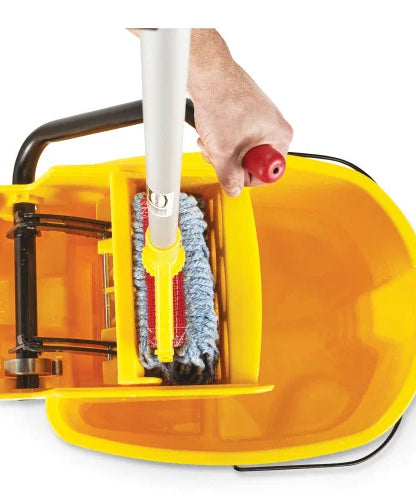 Rubbermaid Commercial WaveBrake 2.0 Bucket/Wringer Combos, Side-Press, 35 qt, Plastic, Yellow (FG758088YEL)