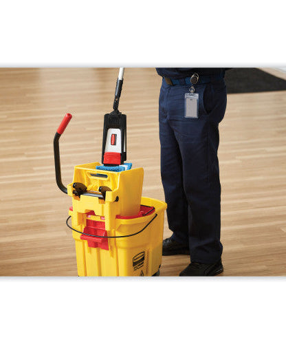 Rubbermaid Commercial WaveBrake 2.0 Bucket/Wringer Combos, Side-Press, 35 qt, Plastic, Yellow (FG758088YEL)