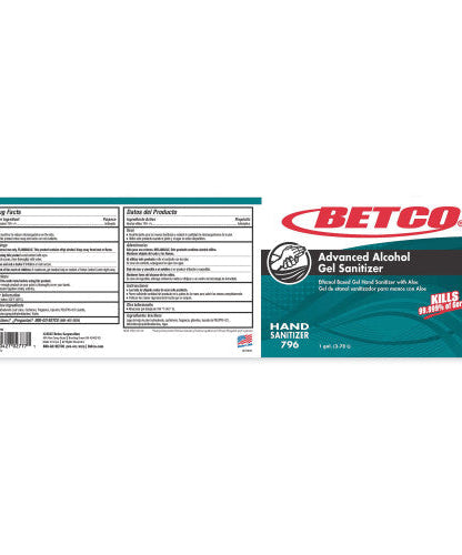 Betco Advanced Gel Hand Sanitizer, 1 gal Bottle, Light Fresh Scent, 4/Carton (7960400) - Grazingbelles