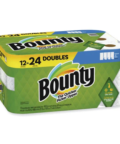 Bounty® Kitchen Paper Towels, 2-Ply, 90 Sheet Roll, 12 Rolls (08664)