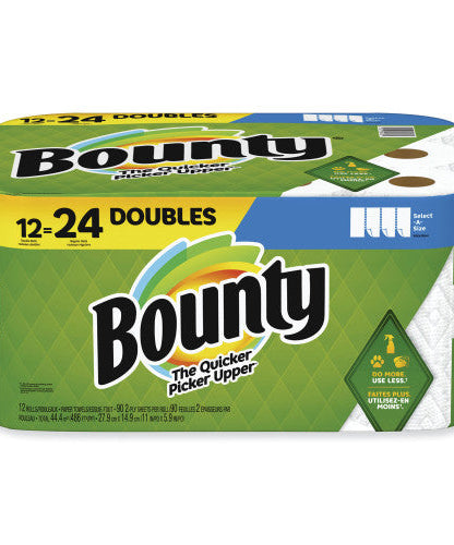 Bounty® Kitchen Paper Towels, 2-Ply, 90 Sheet Roll, 12 Rolls (08664)