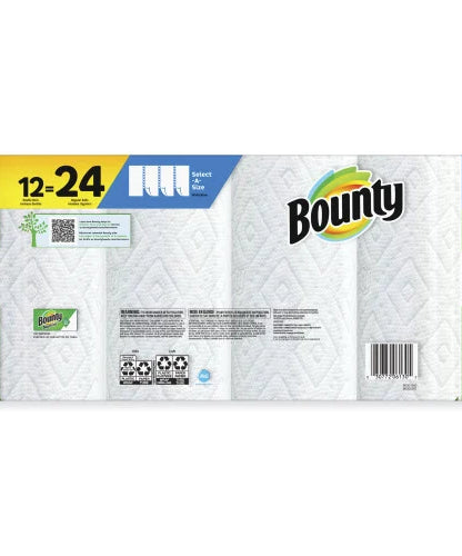 Bounty® Kitchen Paper Towels, 2-Ply, 90 Sheet Roll, 12 Rolls (08664)