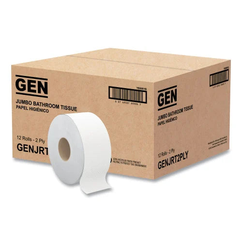 GEN® Jumbo Toilet Paper, 2-Ply, 800-ft., 12 Rolls (GENJRT2PLY) - Grazingbelles