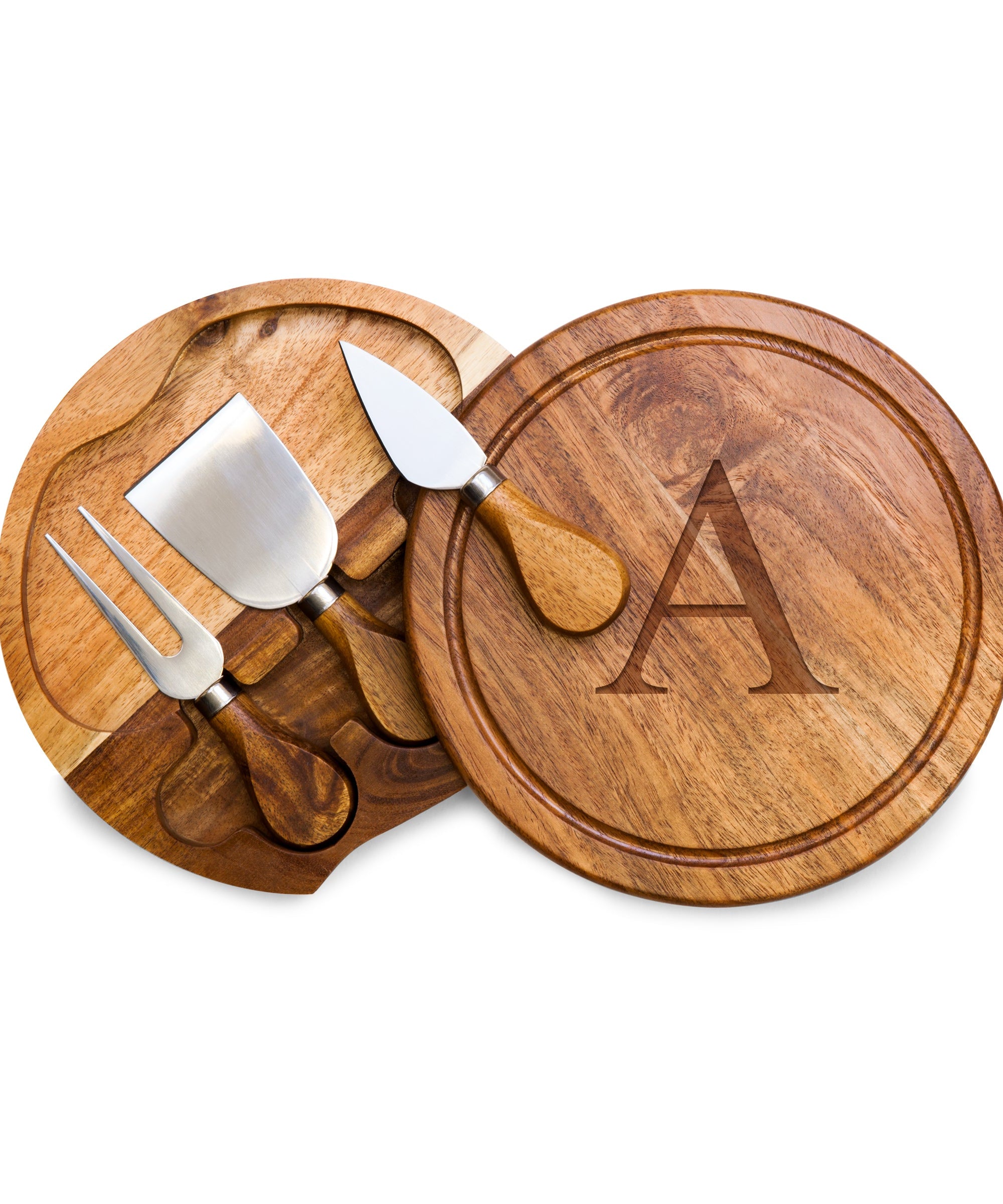 Monogram - Acacia Brie Cheese Cutting Board & Tools Set