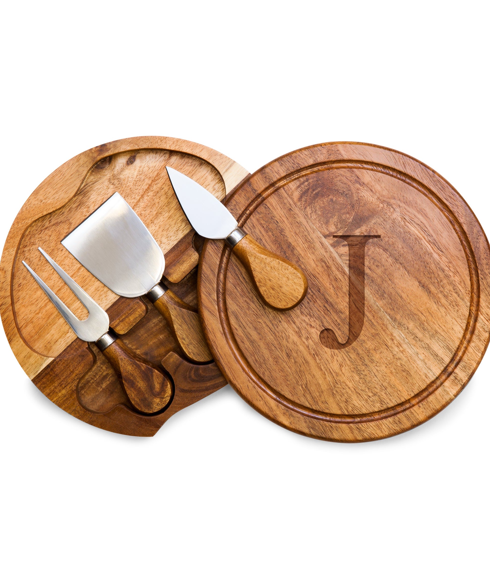 Monogram - Acacia Brie Cheese Cutting Board & Tools Set