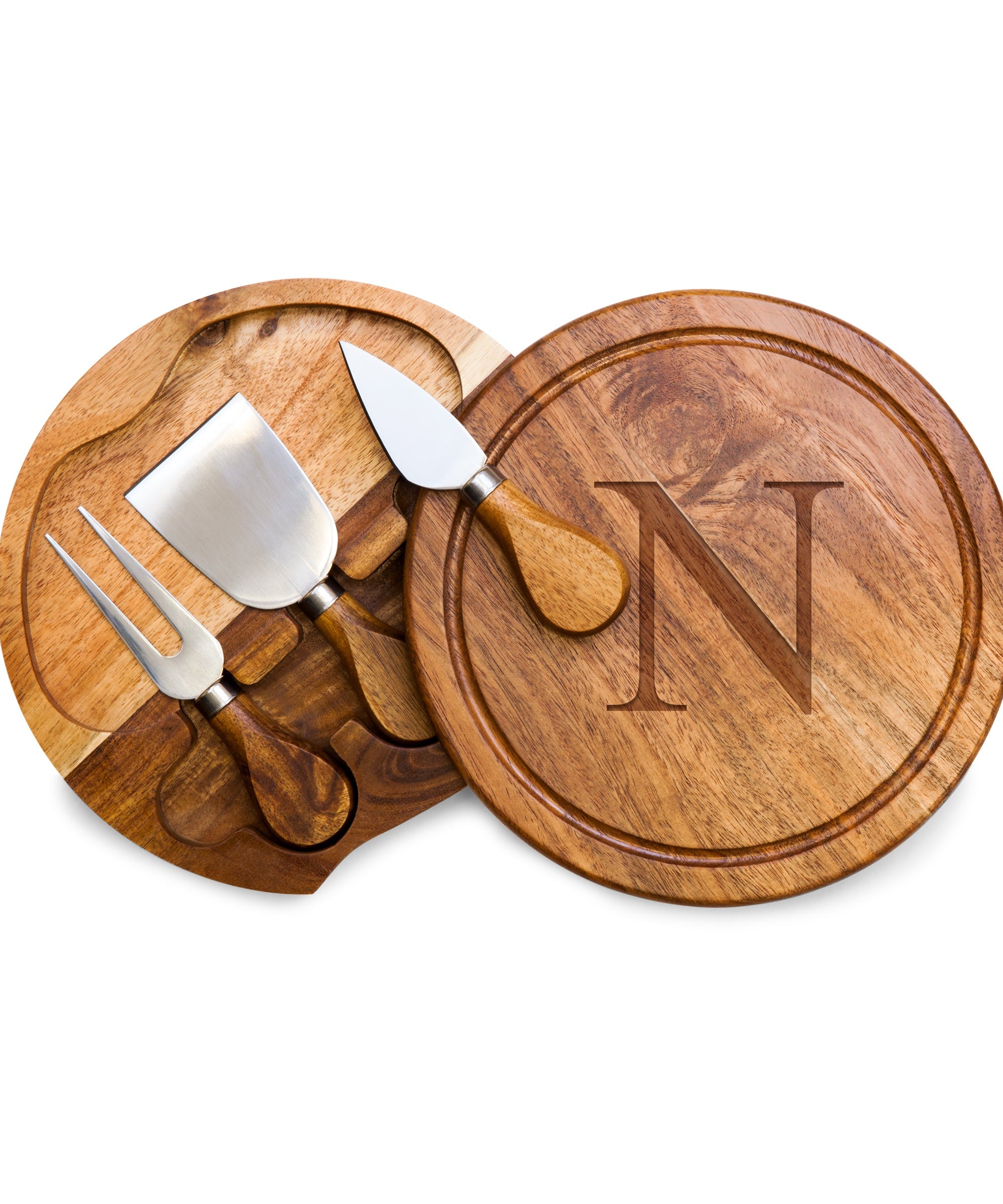 Monogram - Acacia Brie Cheese Cutting Board & Tools Set