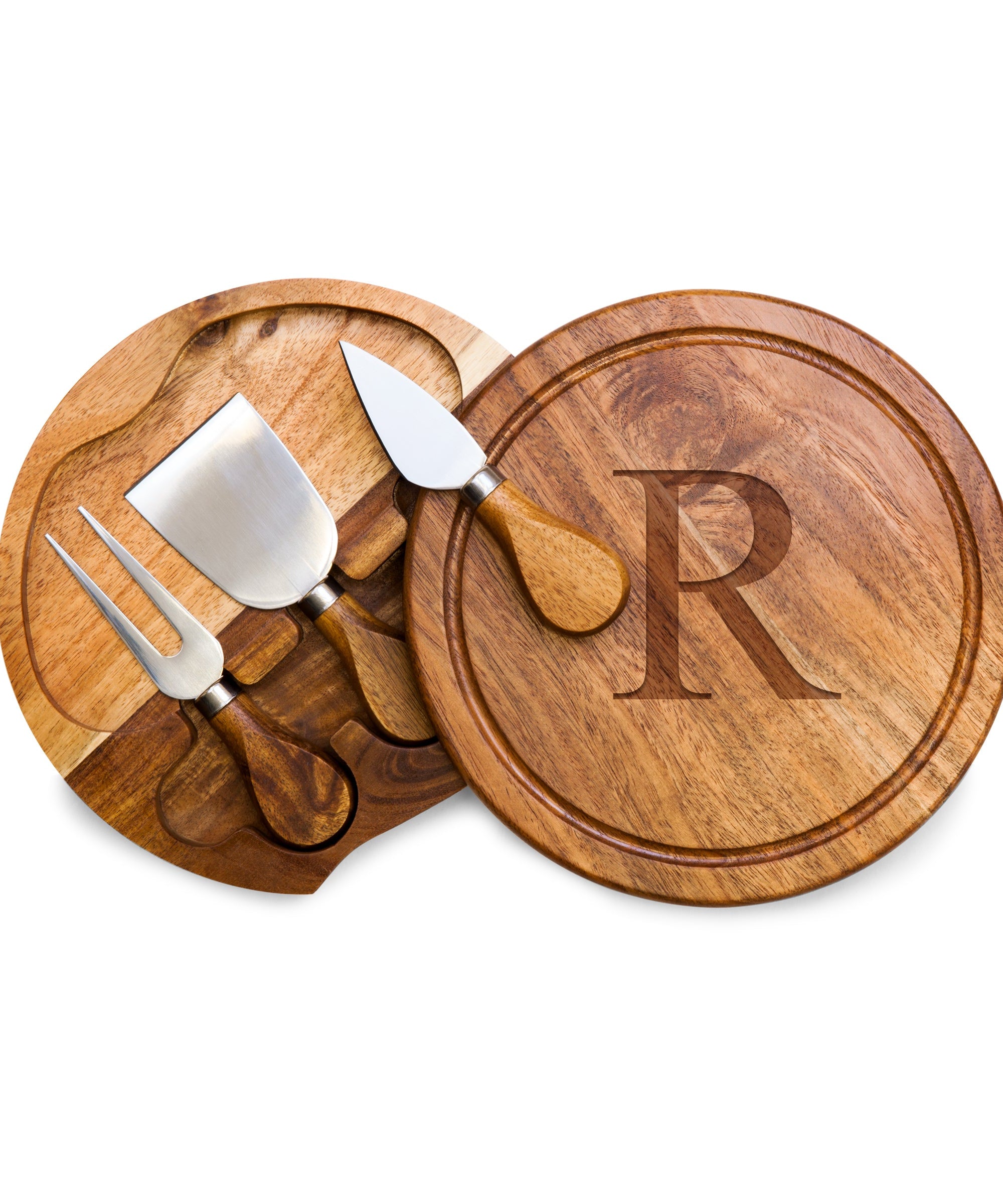 Monogram - Acacia Brie Cheese Cutting Board & Tools Set