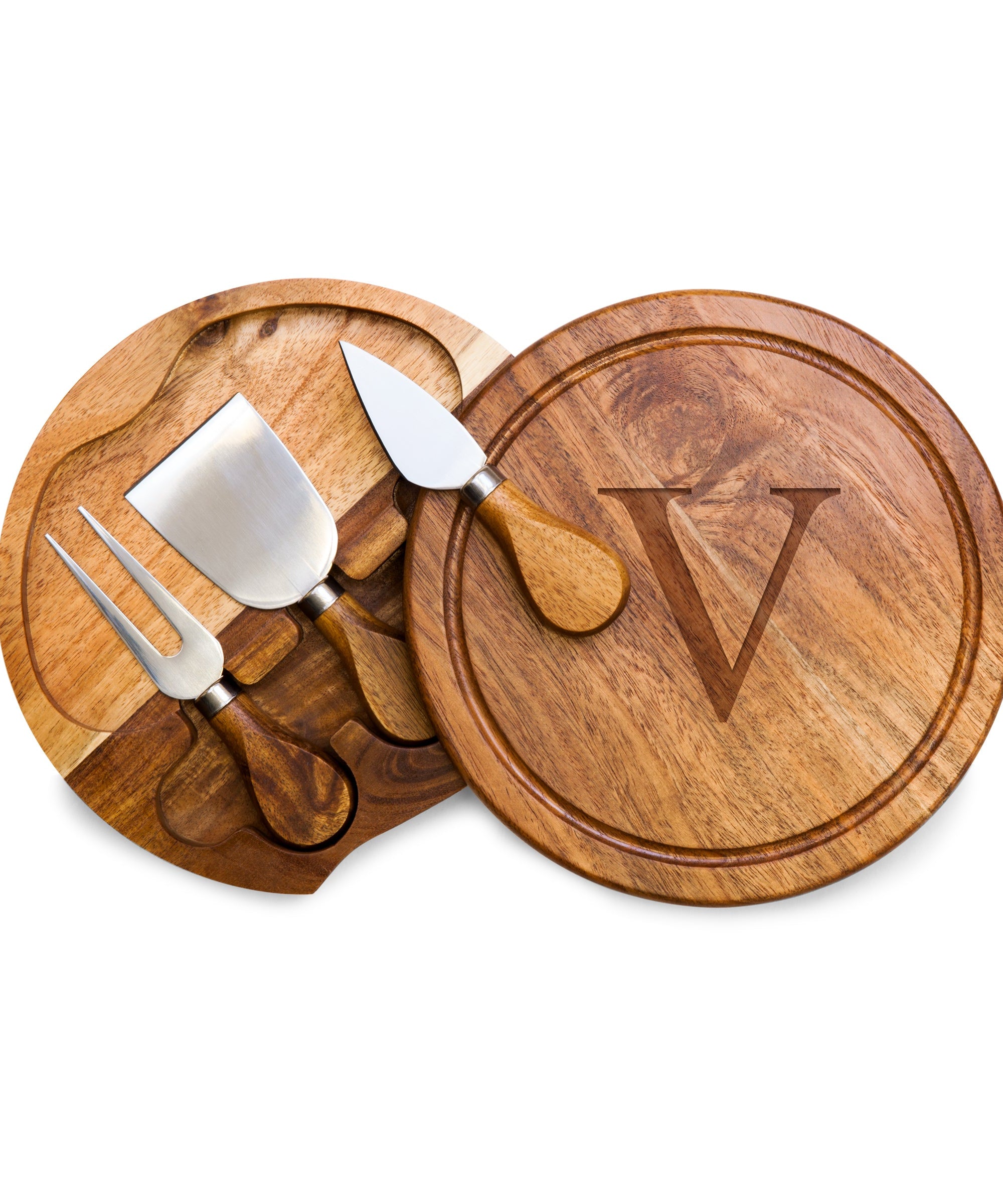 Monogram - Acacia Brie Cheese Cutting Board & Tools Set