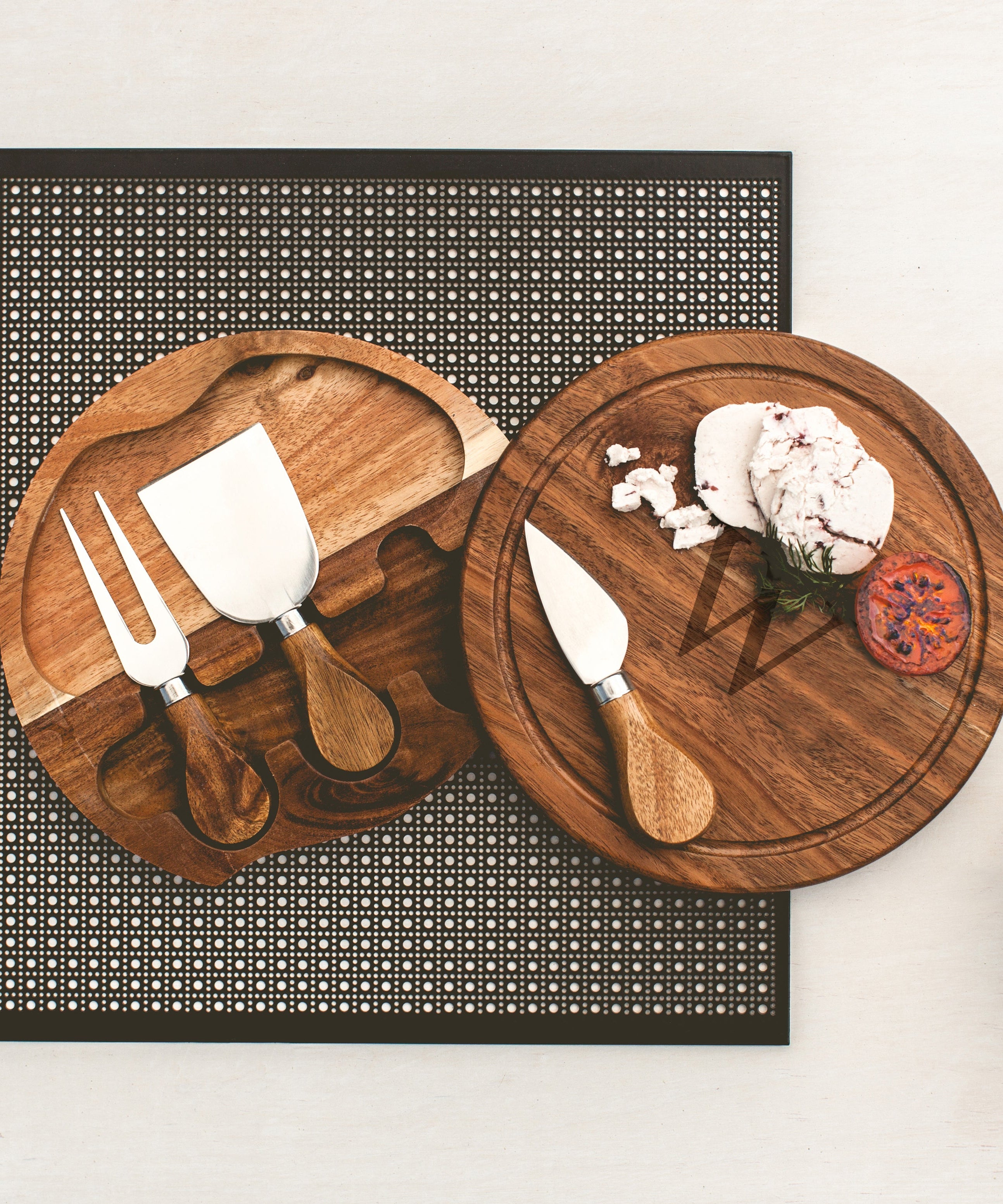 Monogram - Acacia Brie Cheese Cutting Board & Tools Set