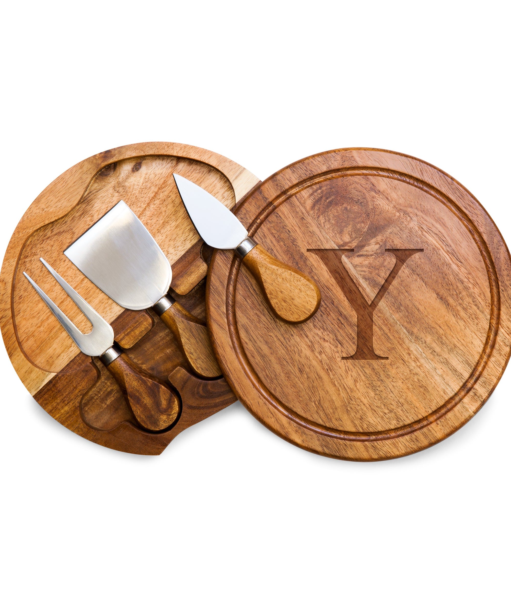 Monogram - Acacia Brie Cheese Cutting Board & Tools Set