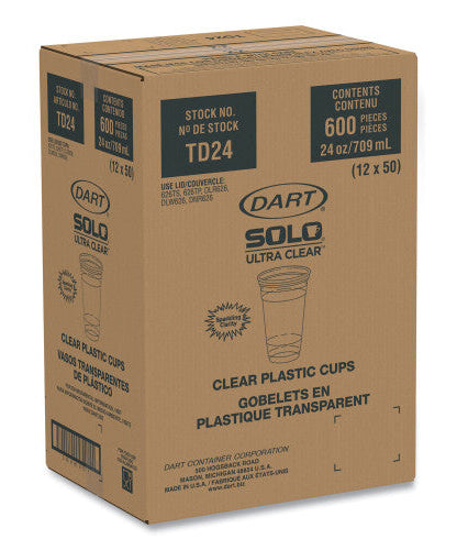 Dart Ultra Clear PET Cold Cups, 24 oz, Clear, 50/Sleeve, 12 Sleeves/Carton (TD24)