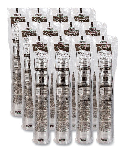 Dart Ultra Clear PET Cold Cups, 24 oz, Clear, 50/Sleeve, 12 Sleeves/Carton (TD24)