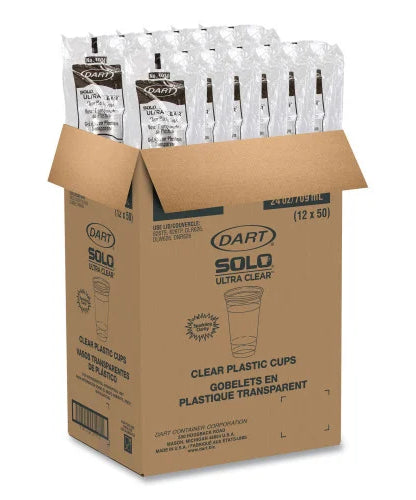 Dart Ultra Clear PET Cold Cups, 24 oz, Clear, 50/Sleeve, 12 Sleeves/Carton (TD24)
