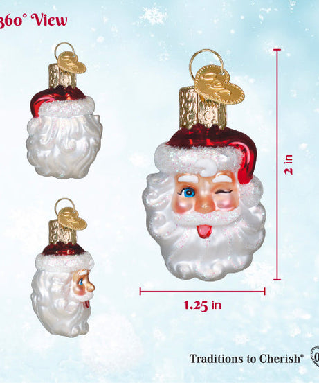 Mini Winking Santa Ornament