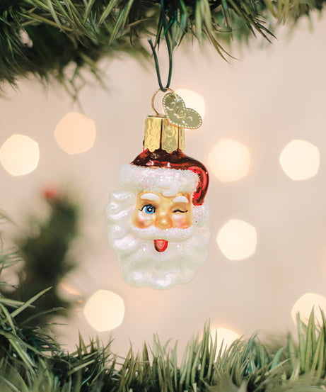 Mini Winking Santa Ornament