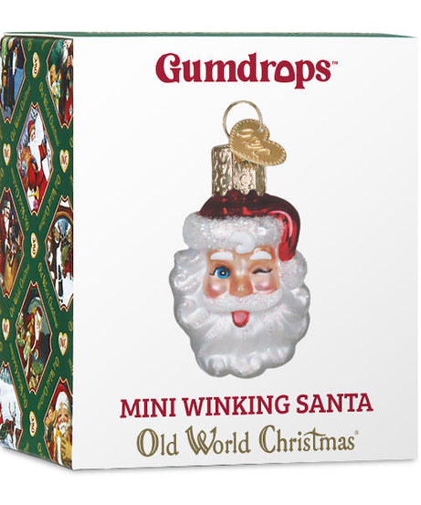 Mini Winking Santa Ornament