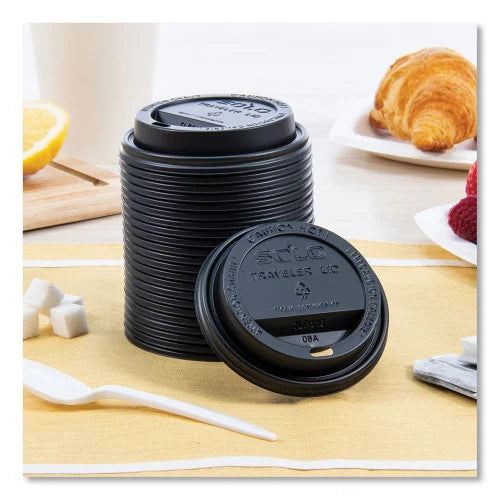 SOLO Traveler Cappuccino Style Dome Lid, Fits 10 oz to 24 oz Cups, Black, 100/Sleeve, 10 Sleeves/Carton (TLB316) - Grazingbelles