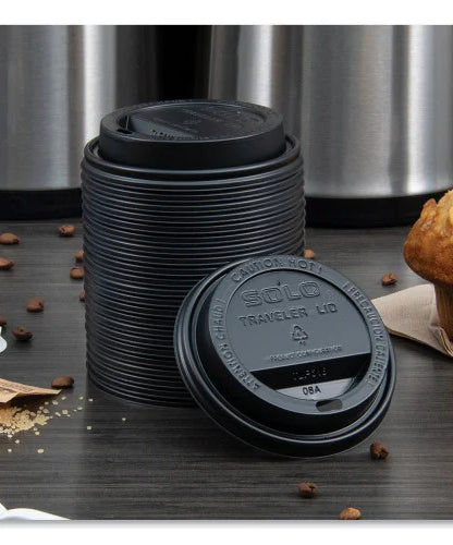 SOLO Traveler Cappuccino Style Dome Lid, Fits 10 oz to 24 oz Cups, Black, 100/Sleeve, 10 Sleeves/Carton (TLB316) - Grazingbelles