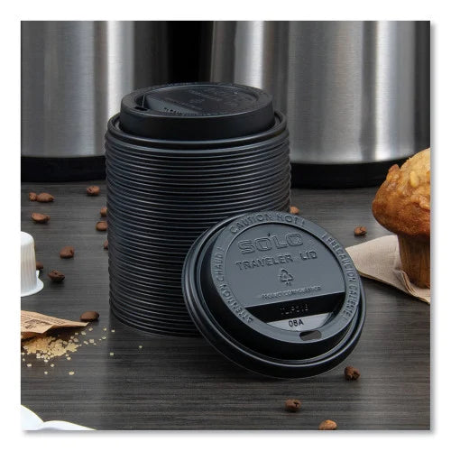 SOLO Traveler Cappuccino Style Dome Lid, Fits 10 oz to 24 oz Cups, Black, 100/Sleeve, 10 Sleeves/Carton (TLB316) - Grazingbelles