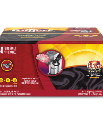 Folgers Coffee Filter Packs, Black Silk, 1.4 oz Pack, 40Packs/Carton (00016) - Grazingbelles