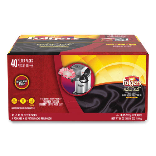 Folgers Coffee Filter Packs, Black Silk, 1.4 oz Pack, 40Packs/Carton (00016) - Grazingbelles