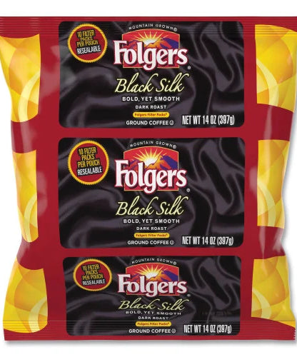 Folgers Coffee Filter Packs, Black Silk, 1.4 oz Pack, 40Packs/Carton (00016) - Grazingbelles