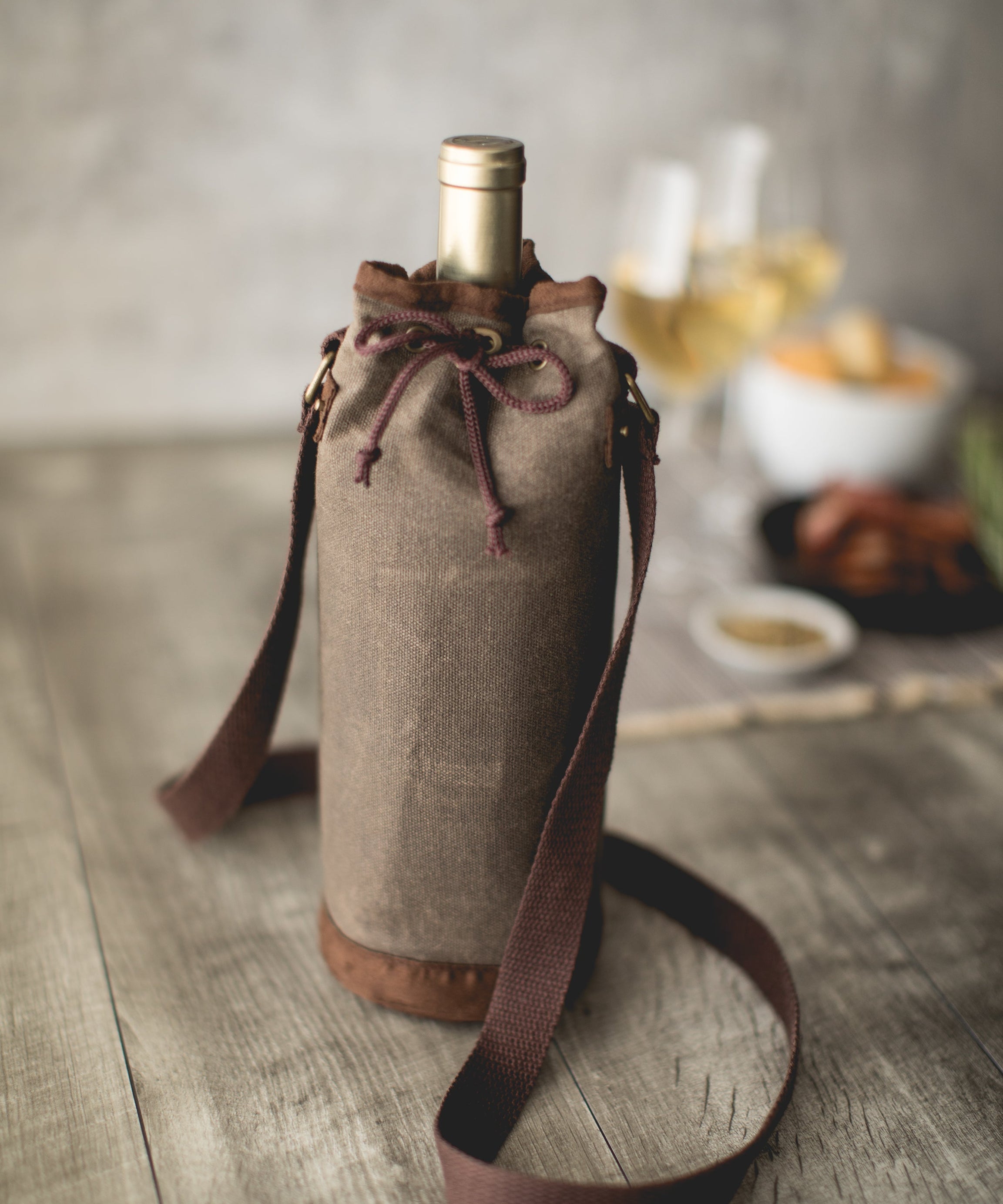Waxed Canvas Wine Tote