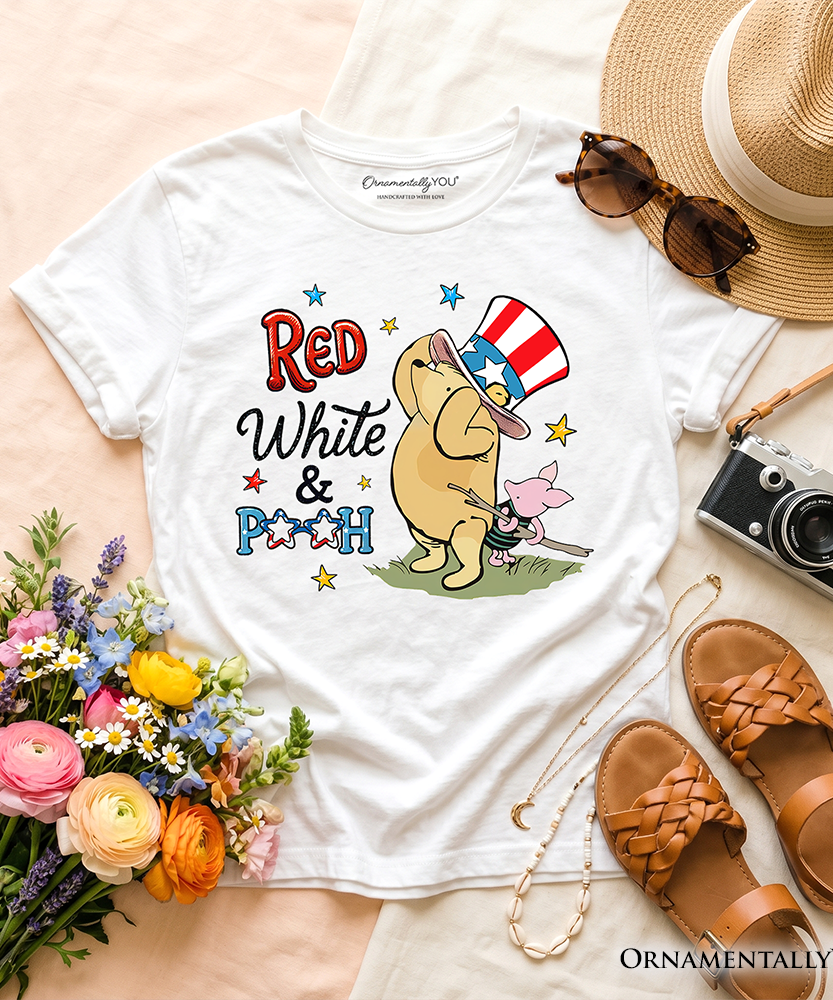 Kids Red White & Proud Winnie-the-Pooh T-Shirt, 1926 A.A. Milne Youth Patriotic 4th of July Tee