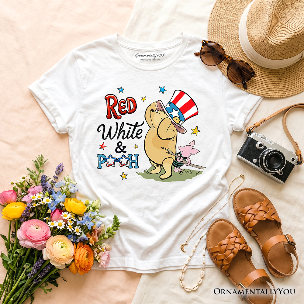 Kids Red White & Proud Winnie-the-Pooh T-Shirt, 1926 A.A. Milne Youth Patriotic 4th of July Tee