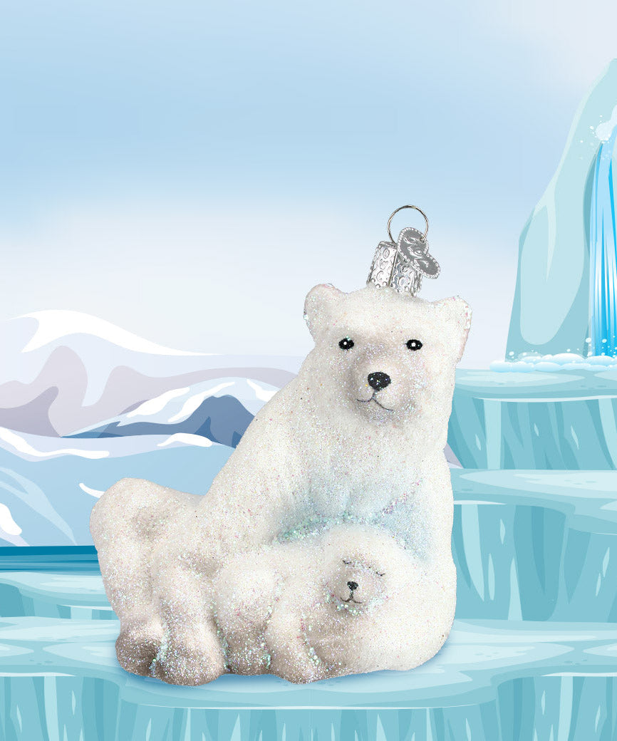 Polar Bear With Cub - Grazingbelles