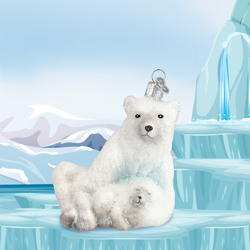 Polar Bear With Cub - Grazingbelles