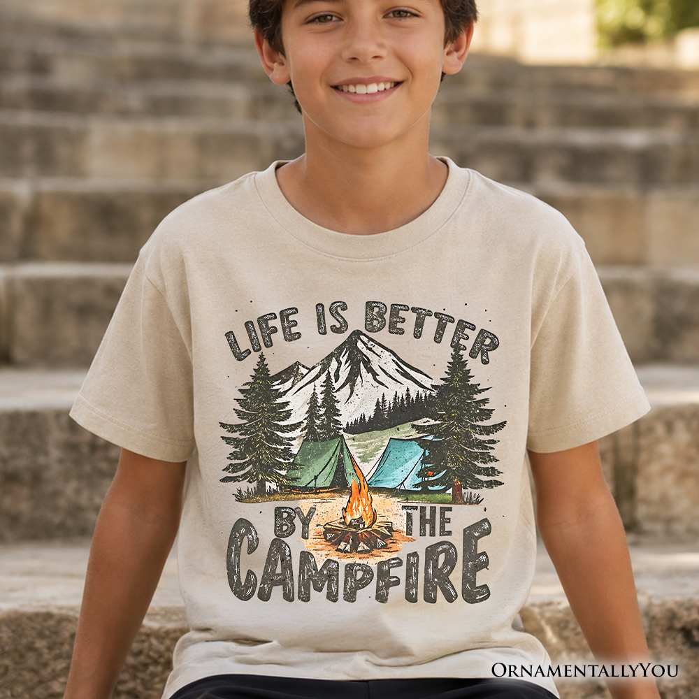 Kids Life Is Better by the Campfire T-Shirt, Outdoors Camping Youth Tee - Grazingbelles