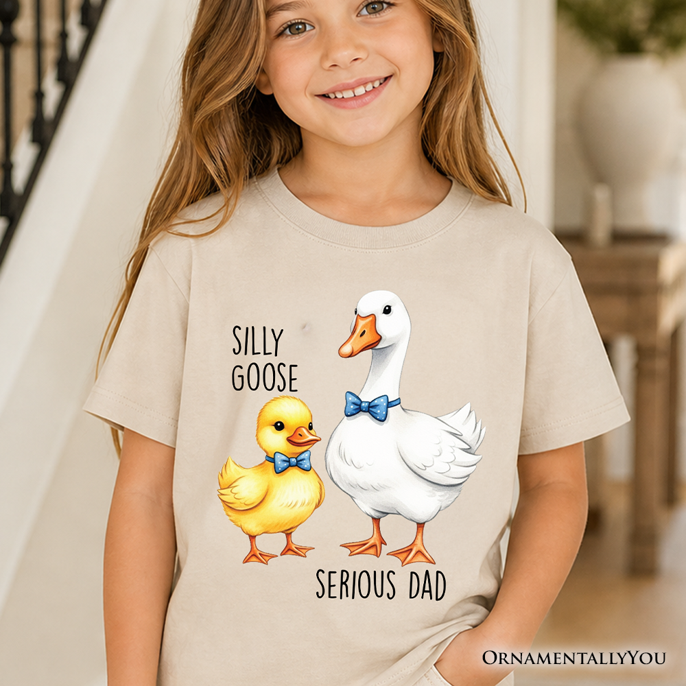 Kids Silly Goose Serious Dad Tie T-Shirt, Cute Duo Youth Tee - Grazingbelles