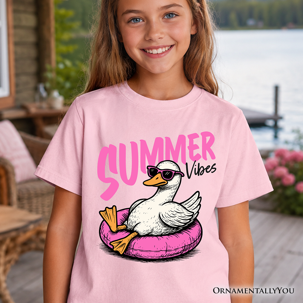 Kids Summer Vibes Goose T-Shirt, Funny Beach Vacation Youth Tee - Grazingbelles