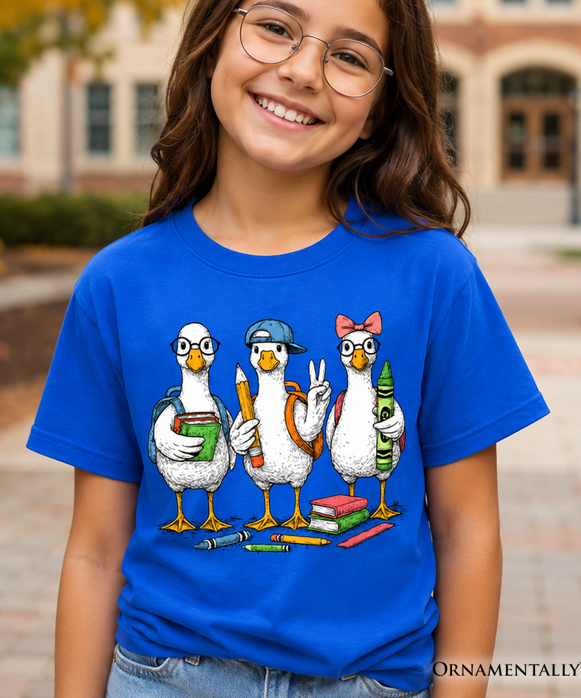 Kids Goose Back to School T-Shirt, Cute Youth Student Classroom Tee - Grazingbelles