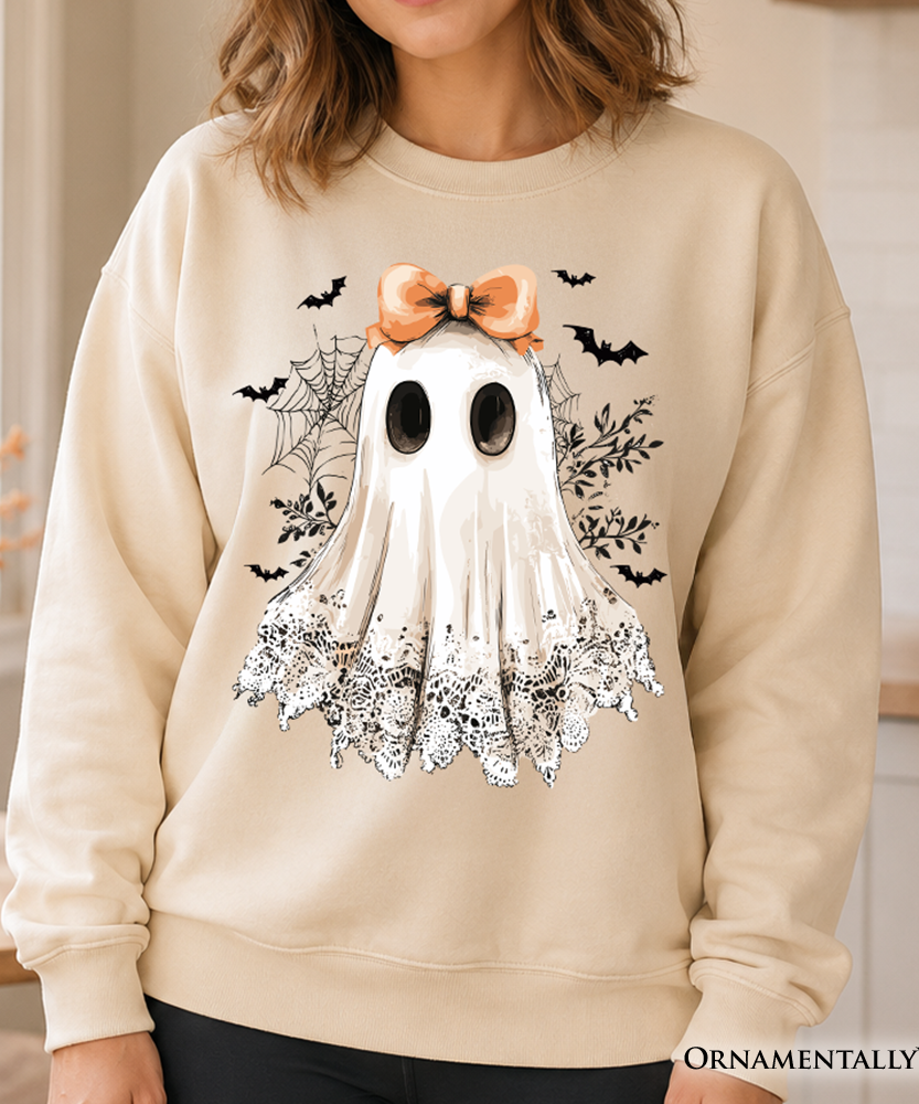 Coquette Ghost Sweatshirt, Cute Halloween Sweater for Girly Ghouls - Grazingbelles