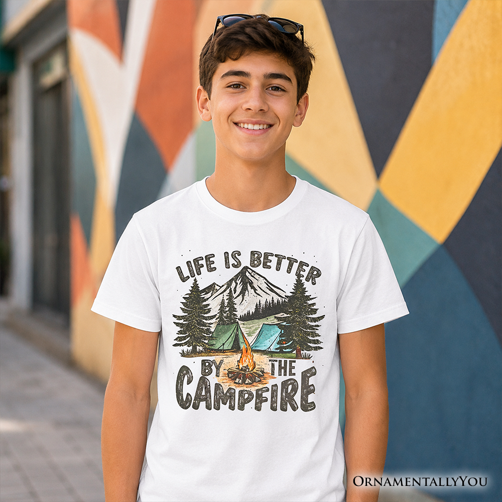 Kids Life Is Better by the Campfire T-Shirt, Outdoors Camping Youth Tee - Grazingbelles