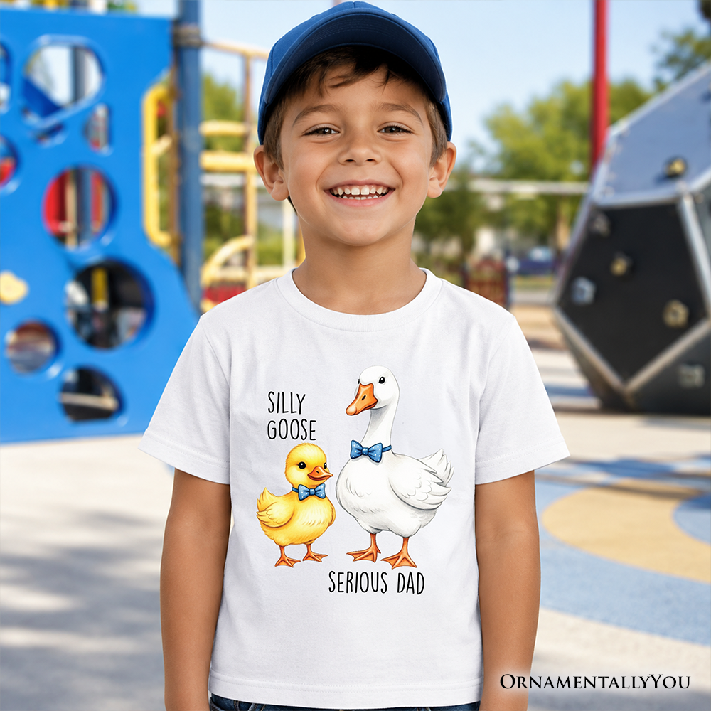 Kids Silly Goose Serious Dad Tie T-Shirt, Cute Duo Youth Tee - Grazingbelles