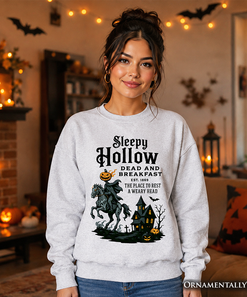 Headless Horseman Sleepy Hollow Halloween Light Sweatshirt, Dead and Breakfast Retro Sweater - Grazingbelles