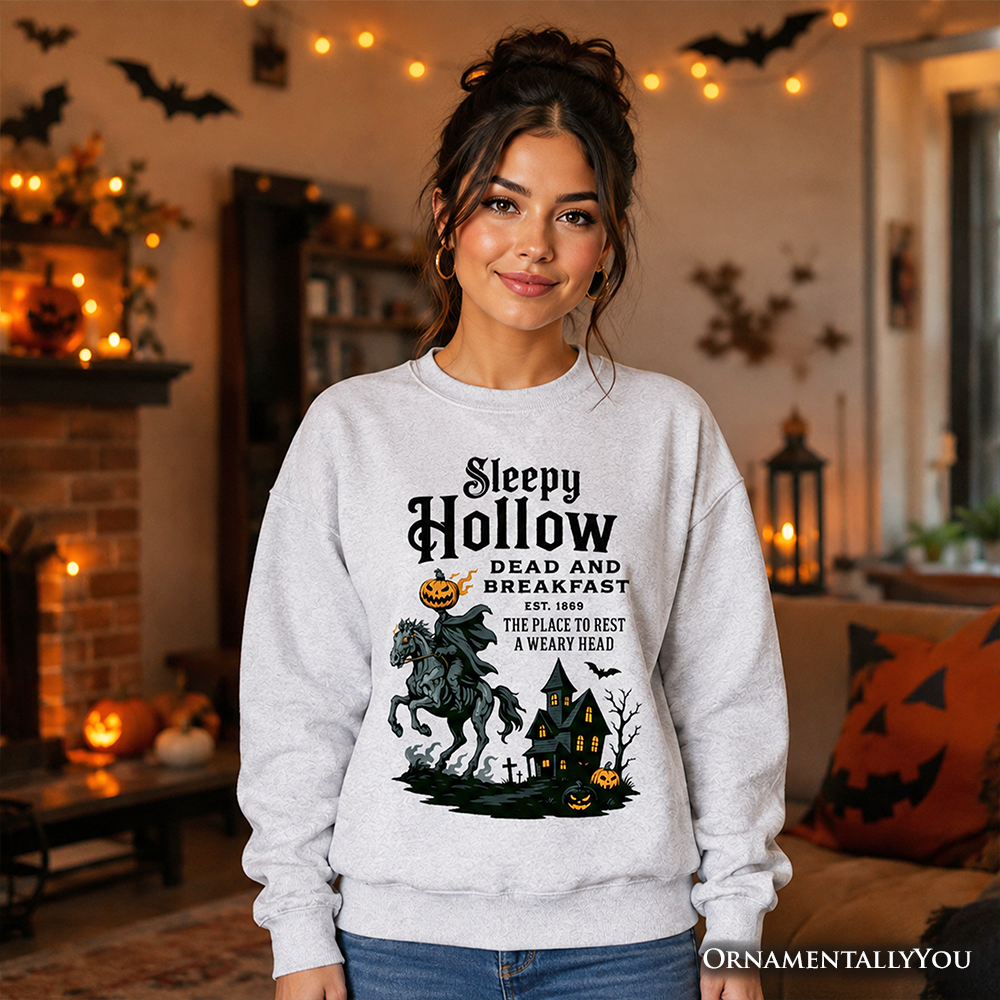 Headless Horseman Sleepy Hollow Halloween Light Sweatshirt, Dead and Breakfast Retro Sweater - Grazingbelles